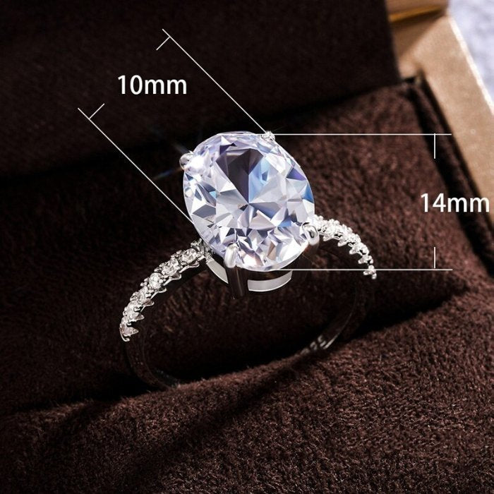 Sterling Silver 14mm Oval Engagement Ring