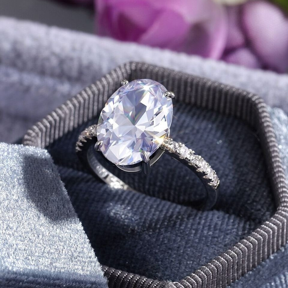 Sterling Silver 14mm Oval Engagement Ring