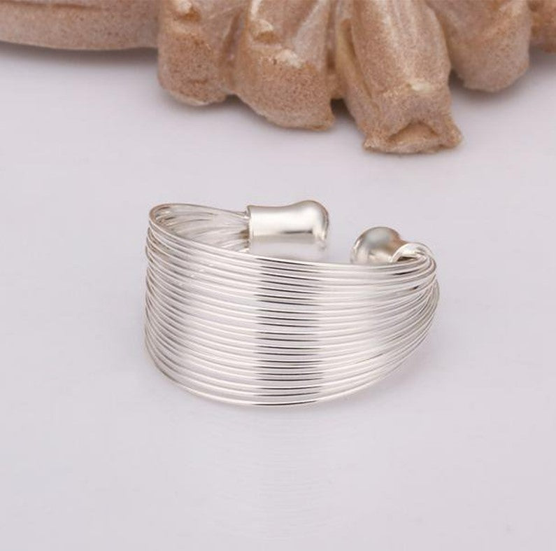 925 Sterling Silver Multi Strand Unique Open Ring