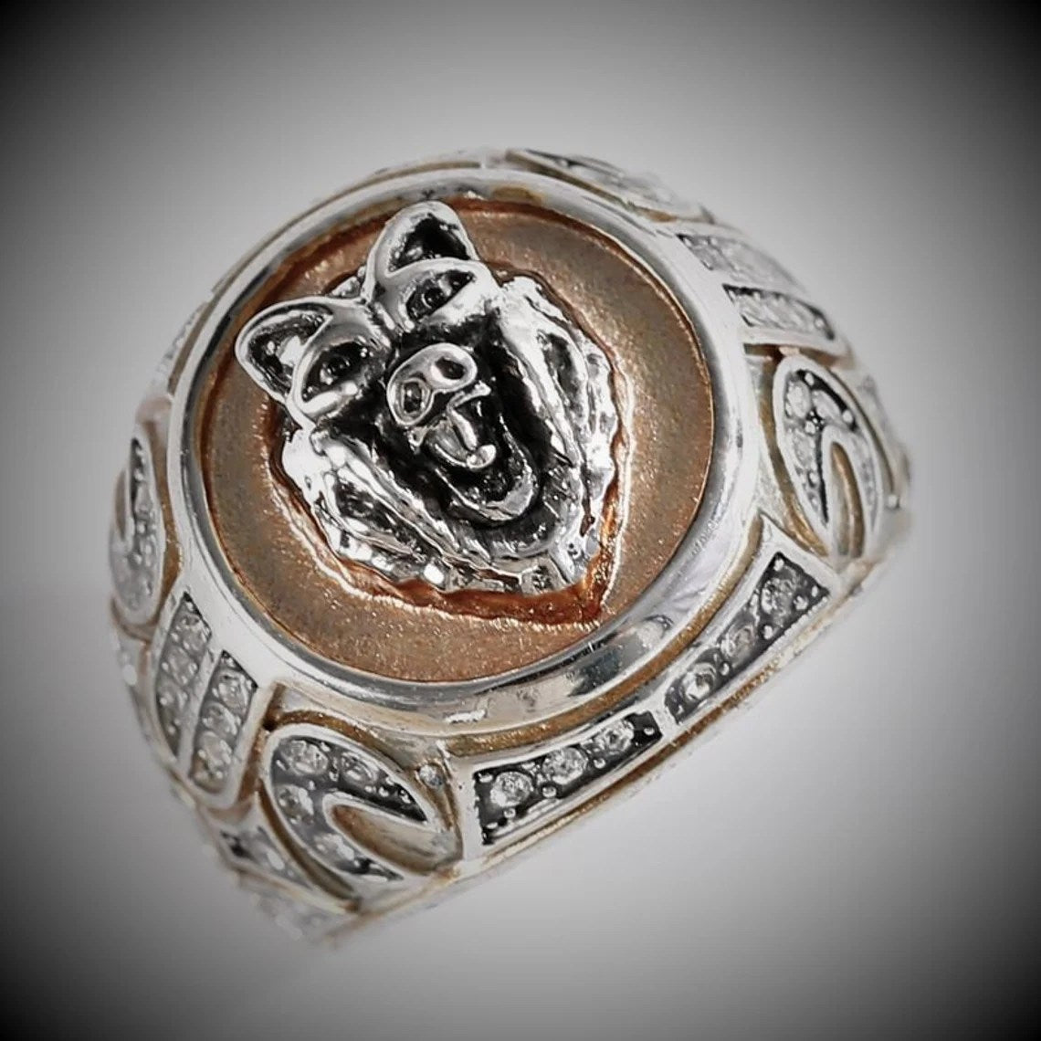Viking Ferocious Bear 925 Sterling Silver Vintage Totem Ring - Size 9