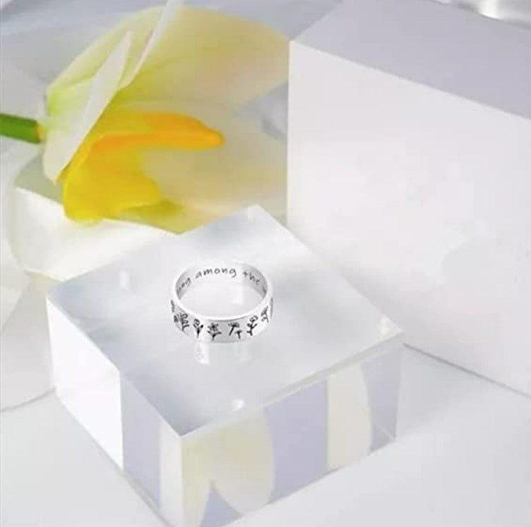 Sterling Silver Wildflowers Dandelion Flower Engraved Ring