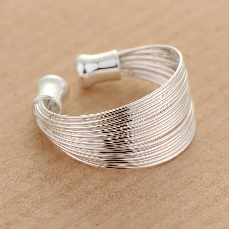 925 Sterling Silver Multi Strand Unique Open Ring