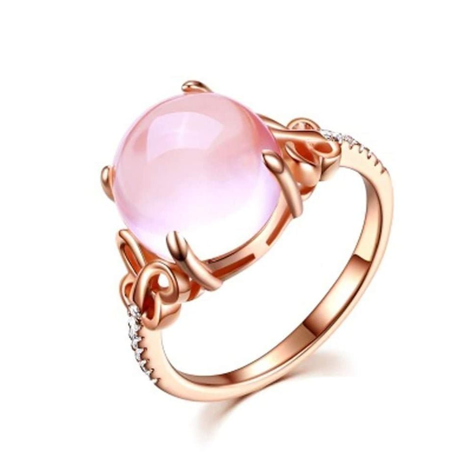 Sterling Silver Pink Opal Rose Gold Tone Open Ring