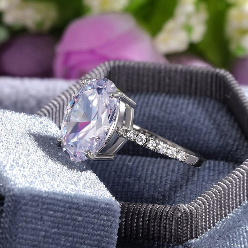 Sterling Silver 14mm Oval Engagement Ring
