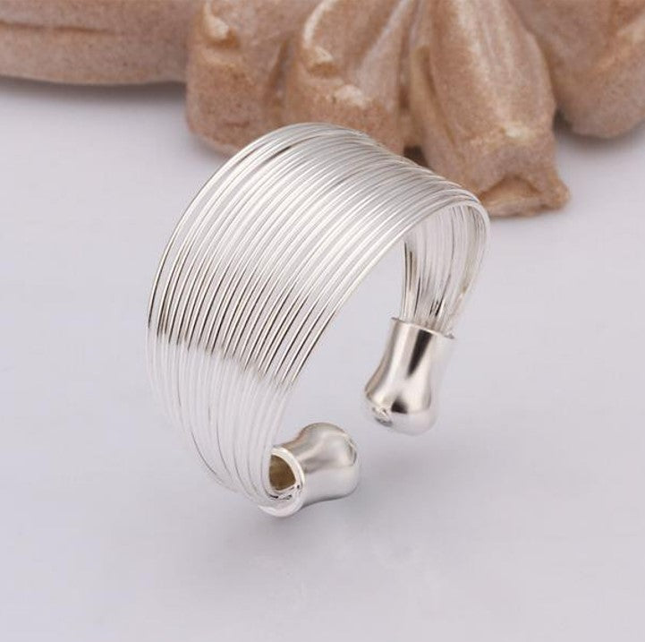 925 Sterling Silver Multi Strand Unique Open Ring