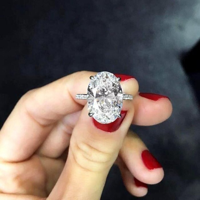 Sterling Silver 14mm Oval Engagement Ring