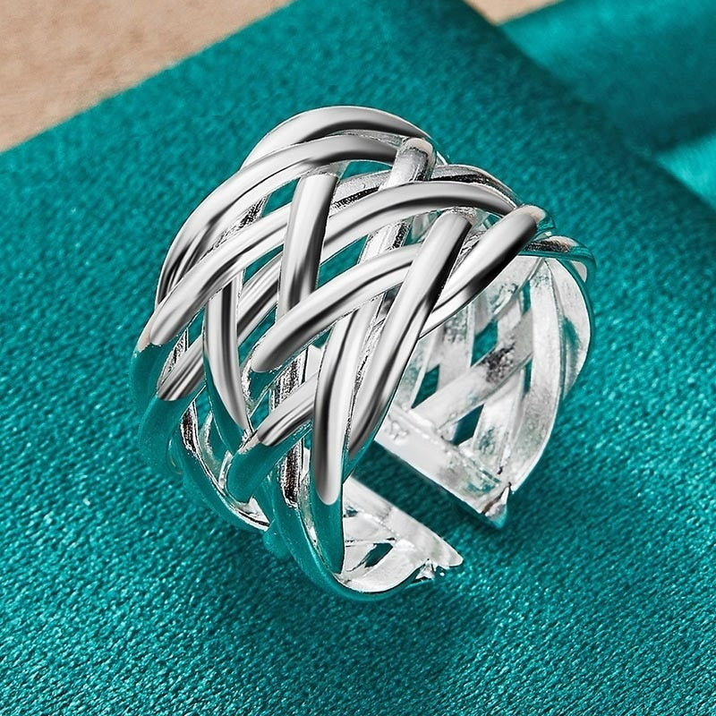 925 Sterling Silver Overlapping Open Ring