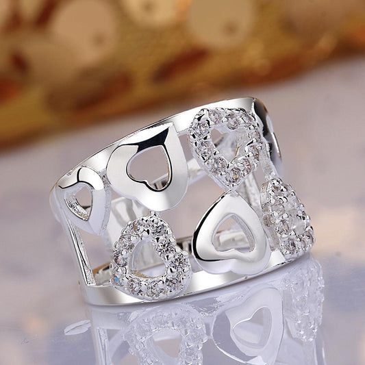 925 Sterling Silver Hollow Heart Love Ring