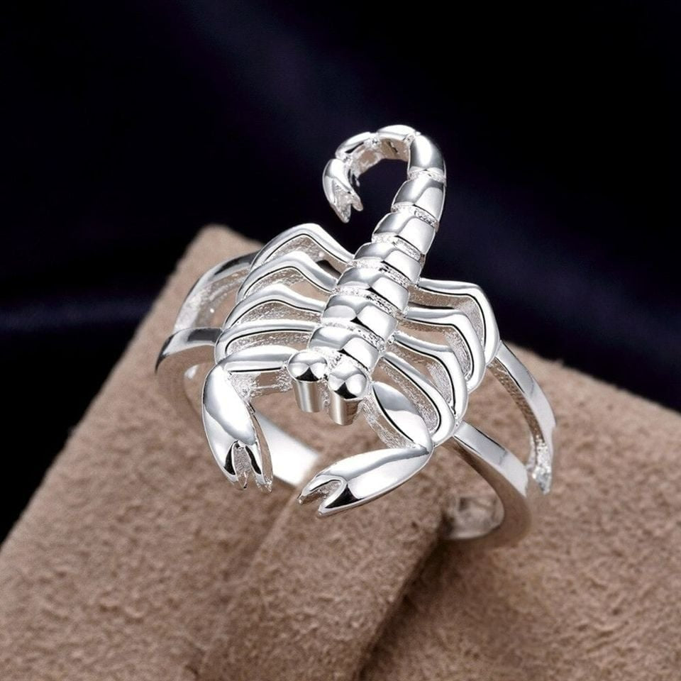 925 Sterling Silver Retro Hollow Scorpion Ring